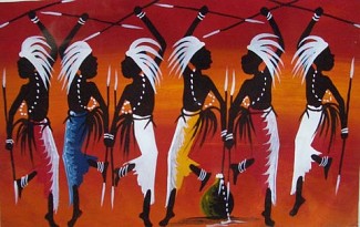 African Ceremony Oil on Canvas