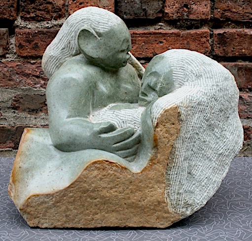 'Mother playing with Baby', James Mutambika, soapstone