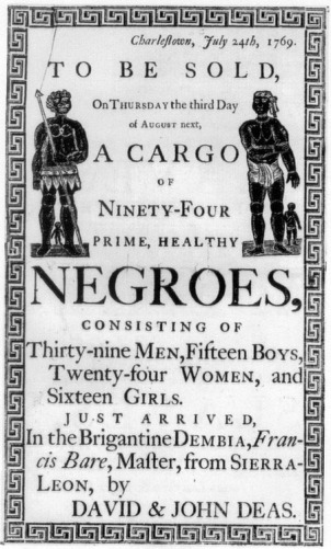 Slave auction, Charleston, 1769