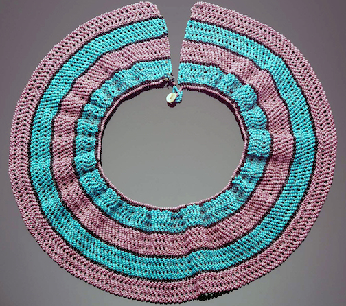 Beaded collar, Xhosa, early to mid-20th century, S A, glass beads, buttons, string
