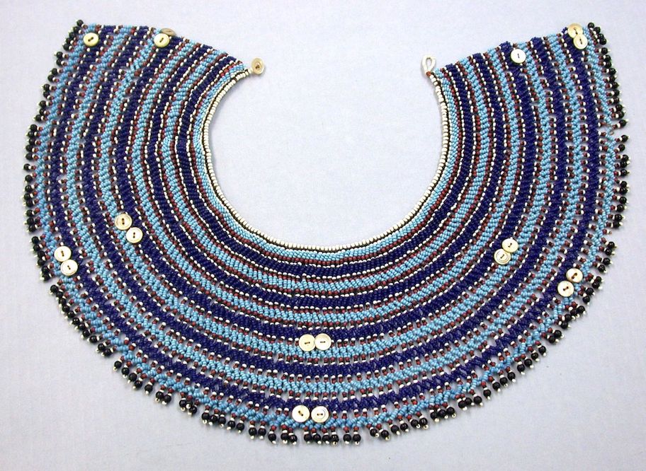 Collar (ingqosha), 19th–20th century, South Africa. Xhosa or Mfengu or Nguni peoples. Beads, fiber, buttons, leather - The Metropolitan Museum of Art