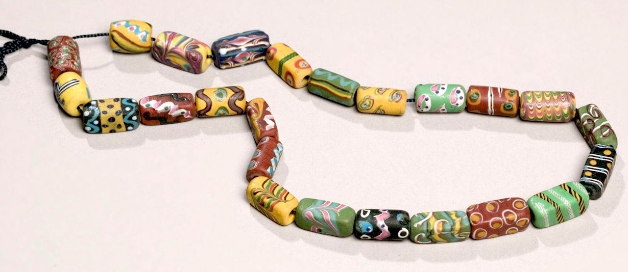Example of glass 'aggry' beads, 19th C