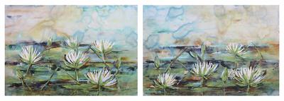 White waterlilies, acrylic