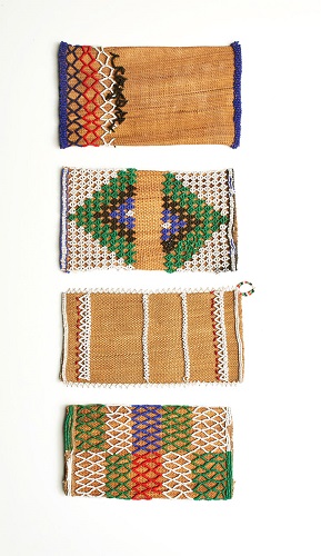 Zulu rectangular spoon holders 'Isimpontshi' decorated with beaded patterns