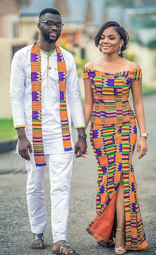 Bridal couple in Kente attire