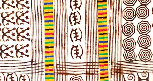 Adinkra with whip-stitched, strip embroidery