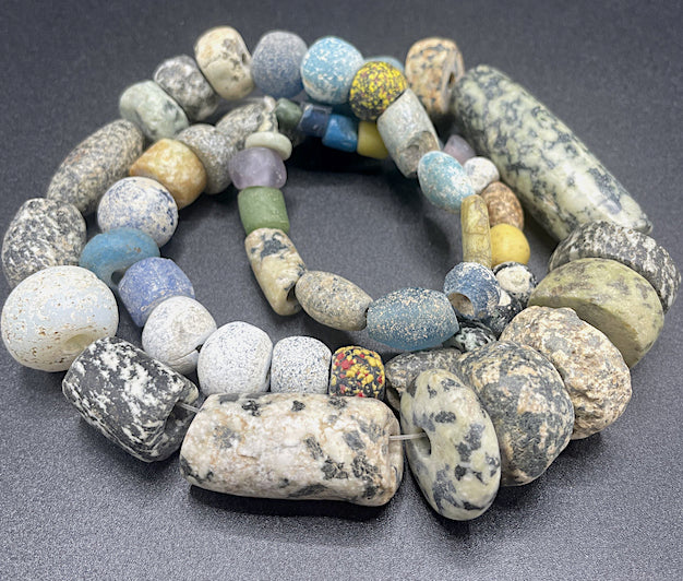 ancient granite and Mali beads