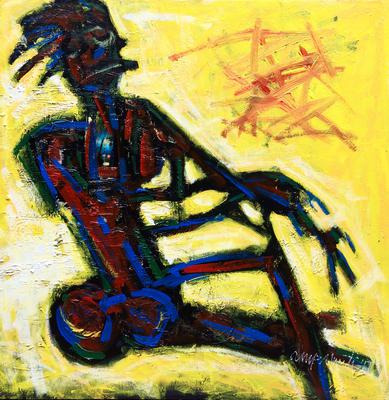 Reclining Nude 92x92cm Mixed Media 