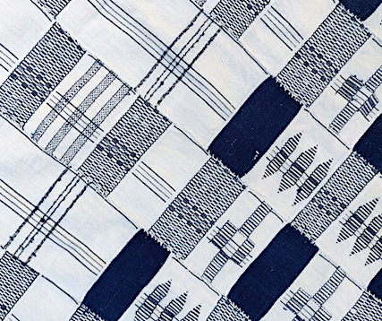 Indigo blue and white Kente cloth