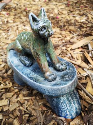 Ceramic cat saltglazed