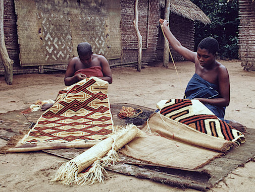 Kuba women making Kuba cloth, DRC, 1970