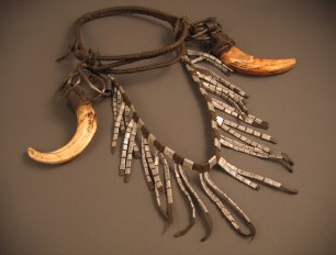 Tribal necklace, tusk, shell, leather, African Heritage Gall, Rome